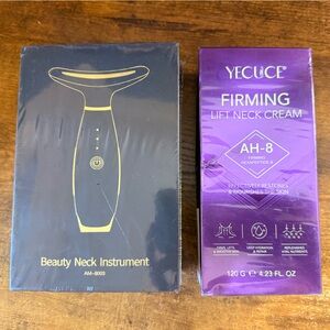 Neck Firming Device + AH-8 Hexapeptide Neck Cream Anti Aging Skincare Set NIB